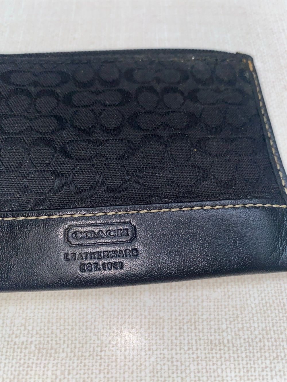 COACH VTG Leatherware  Coin Purse Wallet Black Jacquard Leather Trim - Picture 14 of 15